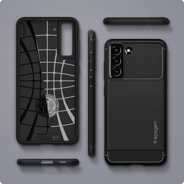 Case for Samsung Galaxy S21 FE case Spigen Rugged Armor Matte Black Glass