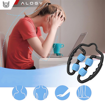 Körpermassagegerät Anti-Cellulite Manueller Muskelroller Alogy 4x Massageroller Universalroller Schwarz und Blau