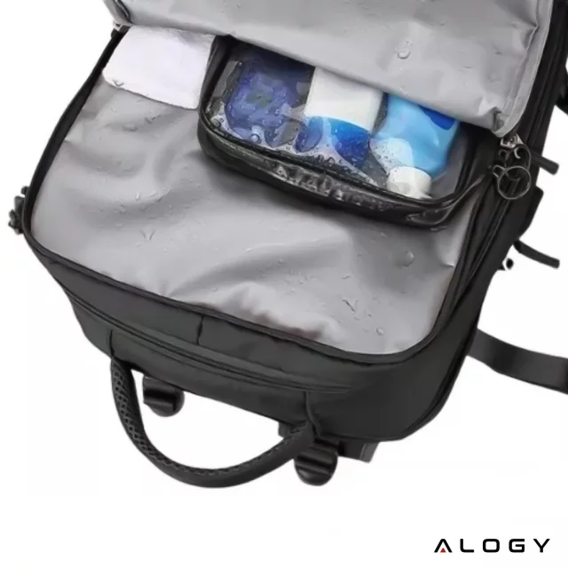 Alogy Unisex Schwarz Herren Damen Reise-Laptop-Rucksack für Koffer Gepäck für Flugzeug Arbeit Schule 45x30x20cm