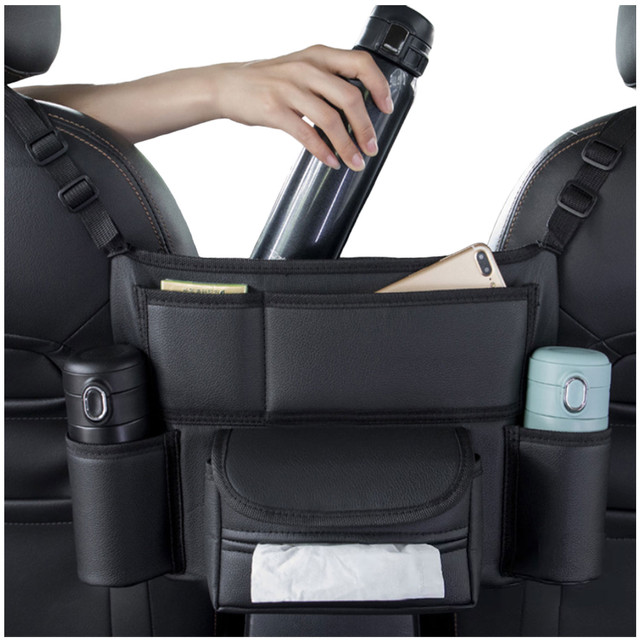 Car organizer for car between seat car seat Alogy Car drink holder tissues Black
