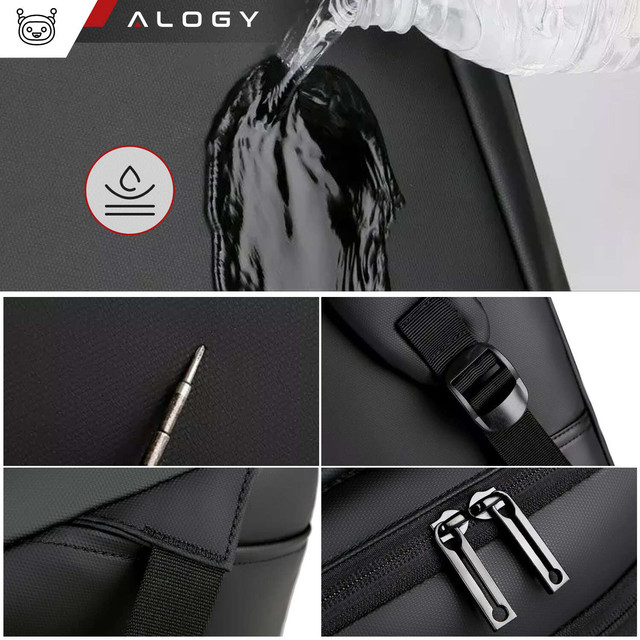Batoh taška na notebook 15,6 palcový pánský dámský velký kufr do letadla USB unisex 42x30x10cm Alogy voděodolný černý