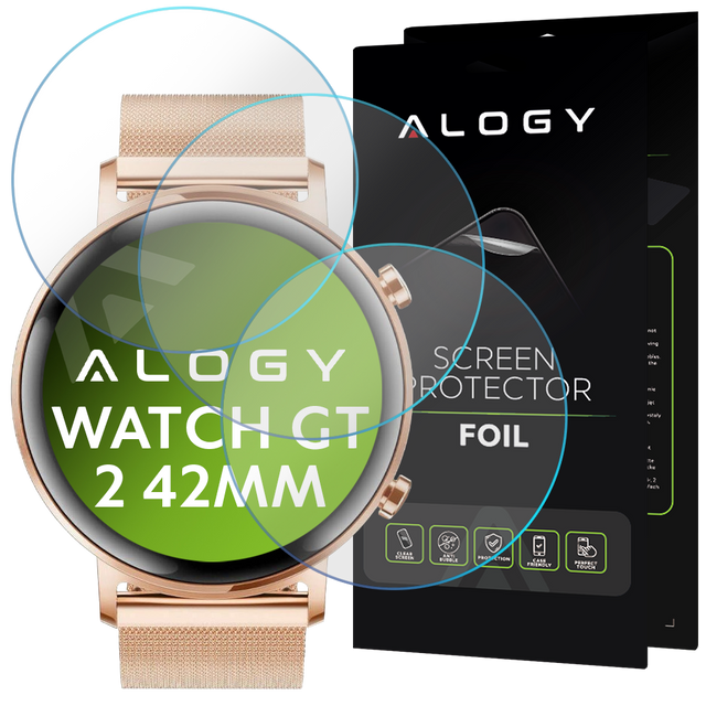 3x Alogy Hydrogel ochranná fólie na displej pro Huawei Watch GT 2 42mm