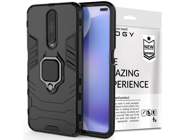 Etui obudowa Alogy Stand Ring Armor do Xiaomi Poco X2 czarne + Szkło
