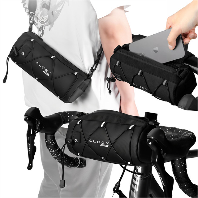 Brašna na tašku na kolo 2,5 l rám na řídítka rám na tašku obal na tašku 23,6 x 10,5 x 10 cm (S) Alogy Sport černá
