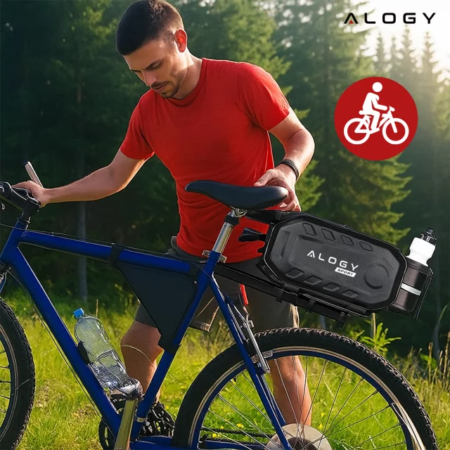Torba sakwa rowerowa na bagażnik 17l kufer tylna wodoodporna czarna Alogy Sport RoadGear™ Czarna