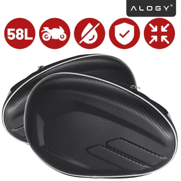Motorrad-Satteltasche 38–58 l – Tasche, Seitenkoffer, Soziustasche, wasserdicht, robustes Material, verstellbar für Motorräder – Alogy RoadPack™ Schwarz