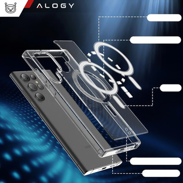 Case for Samsung Galaxy S24 Ultra Mag Safe Case Back Housing Cover Anti-Shock Clear Alogy Transparent