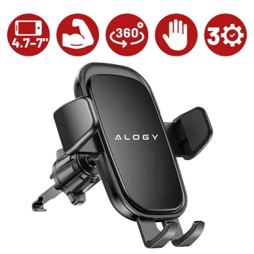 Car phone holder, window, grille, cockpit, dashboard, car, car, for 7" phone Alogy 3in1 Black