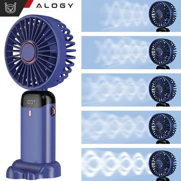 Fan Fan Handheld Fan Wireless Alogy Desktop Portable Handheld with Phone Holder USB-C Navy Blue