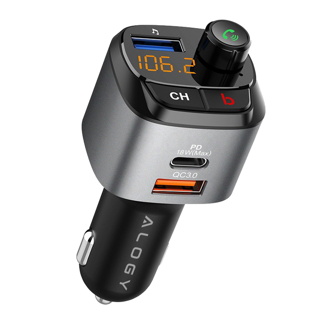 Alogy Car FM Transmitter USB QC 3.0 Charger USB-C PD Bluetooth MP3 Player