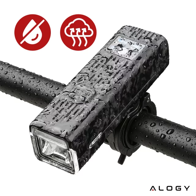 Světlo na kolo Přední LED světlo na kolo Osvětlení na kolo Vodotěsné IPX5 Alogy P12 Bike Light Black