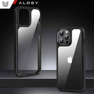 Hülle für iPhone 14 Pro Set mit 4 Brillen 5in1 gepanzert 360 Alogy Hybrid 2x Bildschirmglas 2x Linse schwarz-transparent