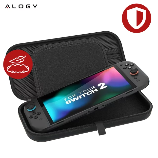 Pokrowiec Etui do Nintendo Switch 2 2025 Torba Ochronna Twarda EVA, Wodoodporna, Lekka, z Uchwytami i przegrodami akcesoria Alogy HardFoamBag™ – Czarna