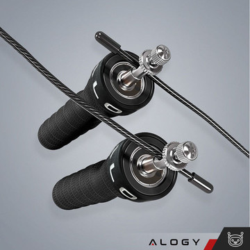 Nastavitelné boxerské lano Crossfit Fitness Alogy Sport s vyměnitelnými články 300cm ložiska pohodlné černé