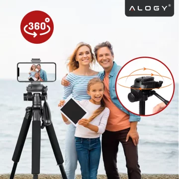 Fotografování ze stativu Stativ Univerzální stojan na fotoaparát 1/4 držák na telefon s fotoaparátem 170 cm Alogy Black
