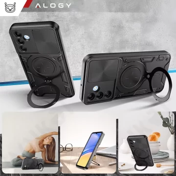 Pouzdro pro Apple iPhone 16 obrněné Slide Case Ring pouzdro ochrana fotoaparátu Camshield Alogy černé