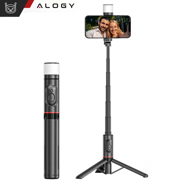 Selfie tyč Bluetooth stick Alogy Tripod Držák telefonu na stativ na fotografie s dálkovým ovládáním 75,8 cm černý