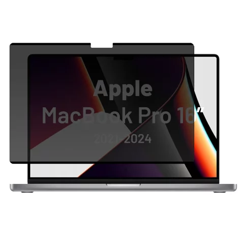 Magnetyczna folia prywatyzująca do Macbook Pro 16" 2021-2024 – ochrona prywatności, łatwy montaż, pokrowiec do przechowywania, redukcja odblasków – Alogy SecureView™