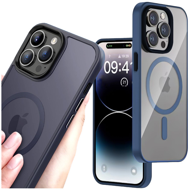 Case for iPhone 14 Pro MagSafe Case protective cover Alogy Ring armored phone case matte Navy blue