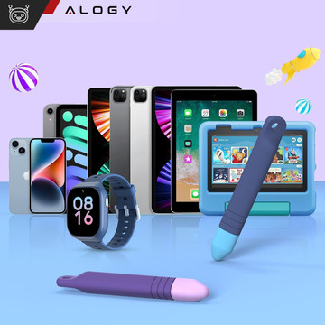 2x Alogy Stylus Pen Capacitive Touchscreen for Tablet Phone Screens for Kids 10cm Purple and Blue