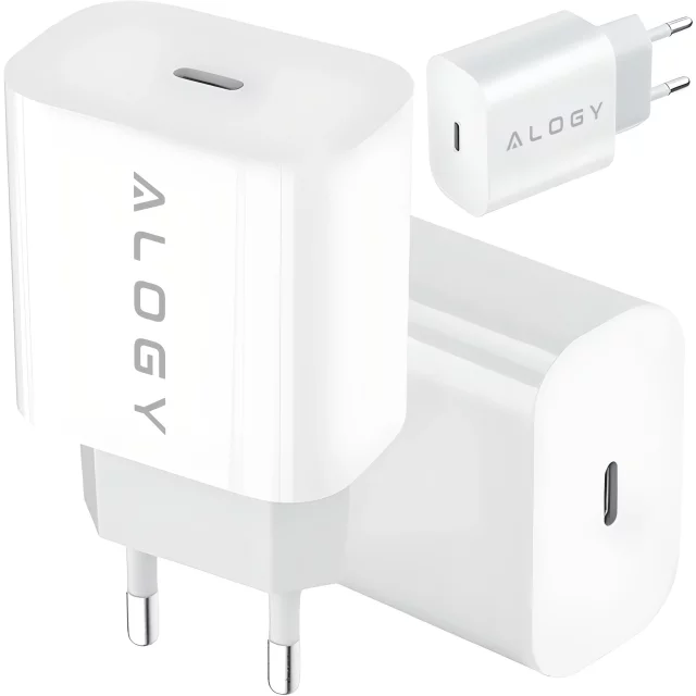 Rychlá 30W USB-C nástěnná nabíječka USB typ C GaN PD pro iPhone Alogy kostka Bílá