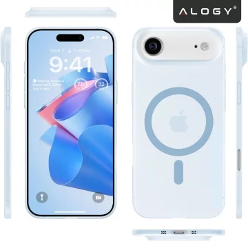Pouzdro Apple iPhone 17 Air – matný kryt MagSafe s ochranou čočky, tenký a odolný proti poškrábání, perfektně padne – Alogy Skinny MatteCase™ nebesky modrá