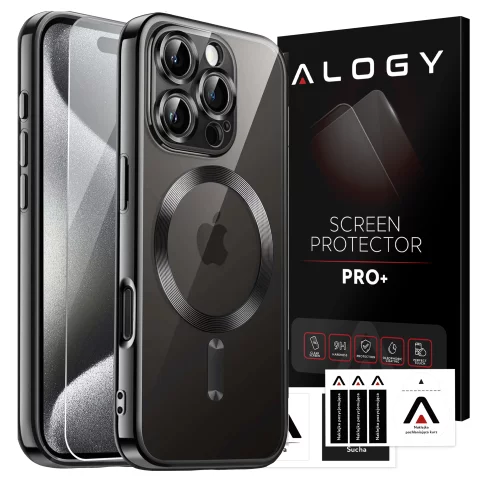 MagSafe Case for Apple iPhone 16 Pro Alogy Glamour Luxury Ring Case Black/Transparent