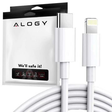 2m USB-C to Lightning cable Alogy Fast Charge iPhone charging cable 20W white