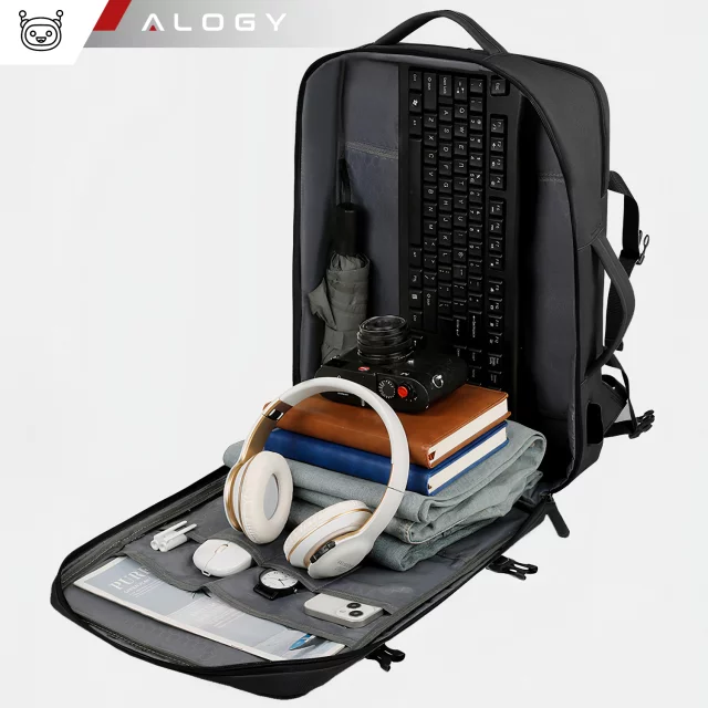 Alogy Backpack for Laptop Travel Accessories 46x32x15 cm for Work School Plane Travel Men's Women's Black