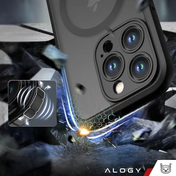 Case for Apple iPhone 15 Pro Max Alogy MagSafe Hybrid Matte Case matte cover with lens protection black Glass