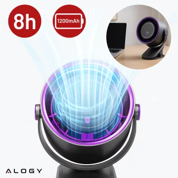 Stolní ventilátor stojící ventilátor malé oběhové čerpadlo s klipem bezdrátové ruční 500mAh USB-C Alogy White