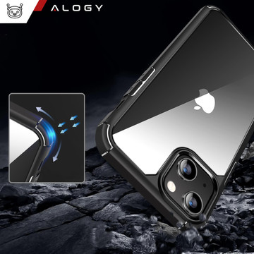 Case for iPhone 14 Plus set of 4 glasses 5in1 armored 360 Alogy Hybrid 2x screen glass 2x lens black-transparent