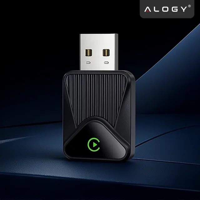 Adapter Bezprzewodowy Apple CarPlay i Android Auto do Auta, Plug & Play z Portem USB-A + Przejściówka USB-C, Szybkie Połączenie i Stabilna Transmisja, Alogy DriveLink™