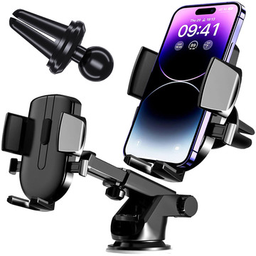 Držák telefonu do auta 2v1 Alogy na čelní sklo k mřížce palubní desky Black