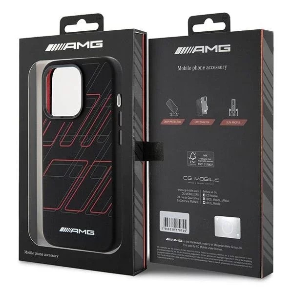 Etui do iPhone 15 Pro AMG Silicone Rhombuses MagSafe czarne