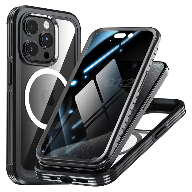 Etui ochronne na telefon do Apple iPhone 16 Pro Alogy Shield360 MagCase™️ do MagSafe obudowa z ochroną wyświetlacza i aparatu Czarne