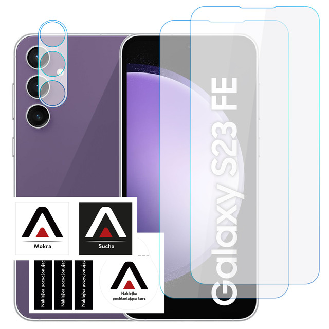 Tvrzené sklo pro Samsung Galaxy S23 FE 2x ochranná fólie na displej 1x čočka objektivu fotoaparátu Pro 9H Alogy Glass Set