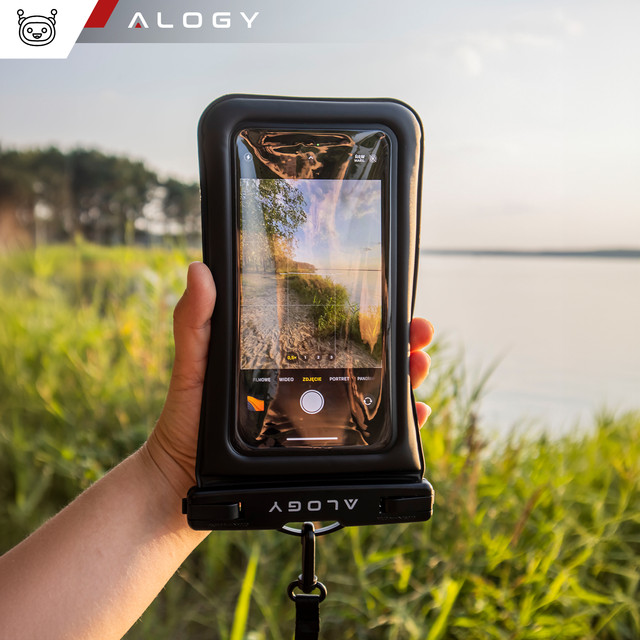 Vodotěsné vodotěsné pouzdro na telefon do 7,5" plovací do bazénu Kayak Case pouzdro na vodu Alogy Black