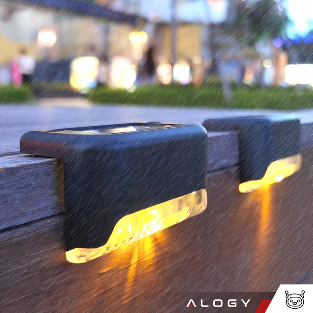 LED-Solar-Gartenlampe, Set x8, für Terrasse, Balkon, Treppe, Balustrade, mit Dämmerungssensor, AAA-Batterie, schwarz