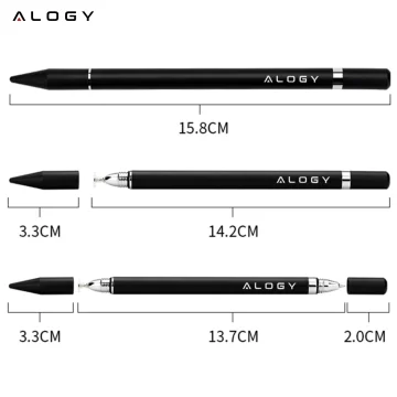 Kapacitní dotykový stylus Alogy 2 v 1 pro obrazovku telefonu a tabletu s perem Černá
