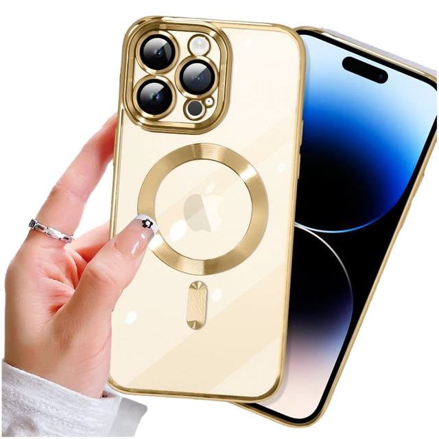 MagSafe Case for Apple iPhone 14 Pro Alogy Glamor Luxury Ring Housing Gold Clear Glass