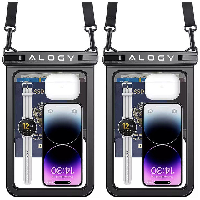 2x vodotěsné IPX8 vodotěsné pouzdro pro 6,7" telefon Double Case Alogy Waterproof Black