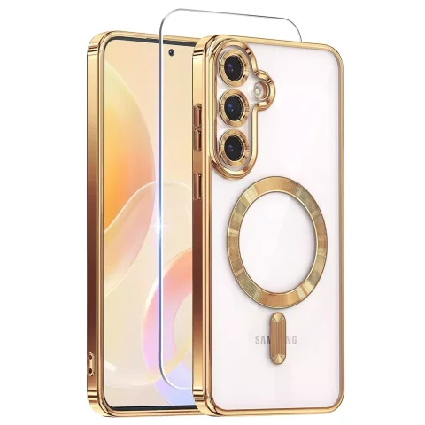 MagSafe Case for Apple iPhone 16 Pro Max Alogy Glamour Luxury Ring Case Gold-Transparent