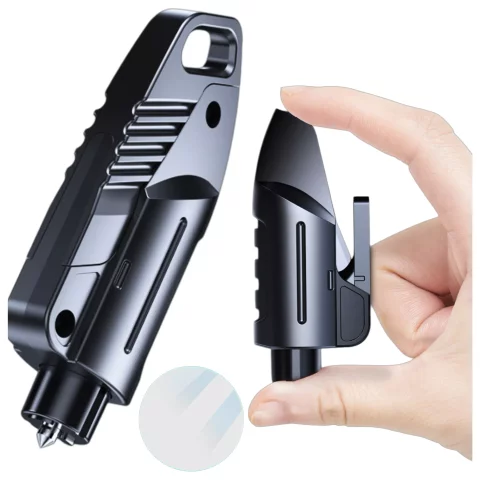 Alogy 2in1 Autosicherheitshammer, Fensterbrecher, Sicherheitsgurtmesser, Schwarz