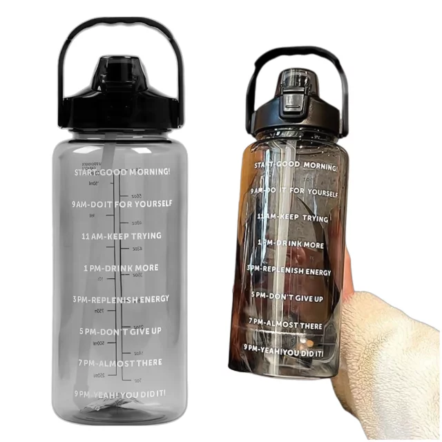 Large bottle for drinking drinks Alogy MotivHydro Motivational measuring cup 2l 2000ml Black