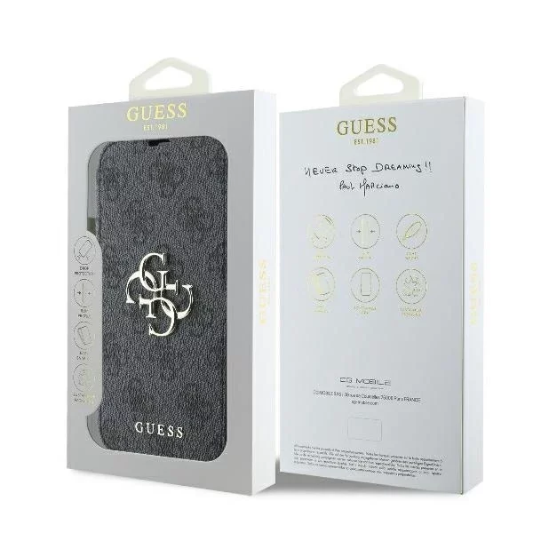 Guess GUBKP16M4GMGGR iPhone 16 Plus 6,7" černá/černá kniha 4G Metal Logo