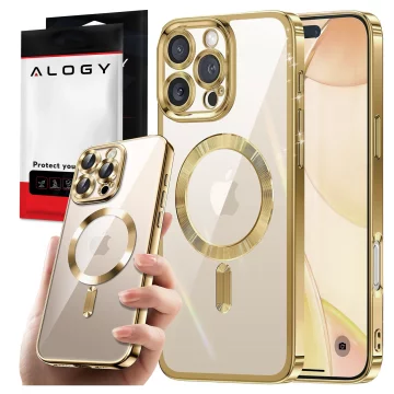 MagSafe Case for Apple iPhone 16 Pro Max Alogy Glamour Luxury Ring Case Gold-Transparent