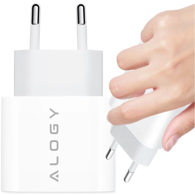 Rychlá 30W USB-C nástěnná nabíječka USB typ C GaN PD pro iPhone Alogy cube Bílý kabel USB-C 1m