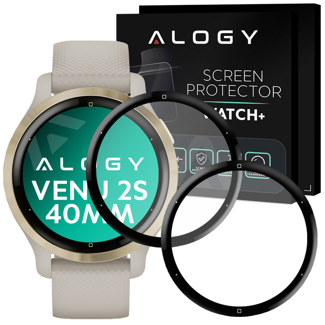 2x Alogy 3D Flexible Glass for Garmin Venu 2s 40mm Black