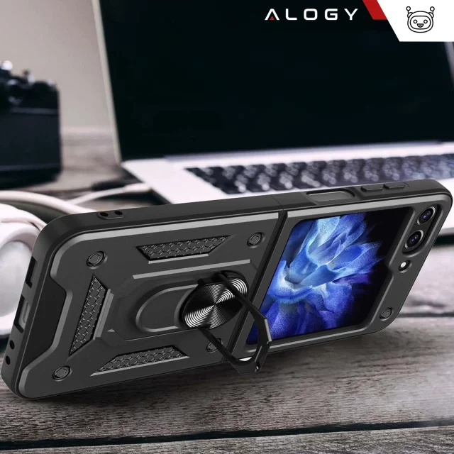 Pouzdro na iPhone 14 Pro Mag Safe Matt Case Cover matné Alogy Ring obrněné pouzdro na telefon černé